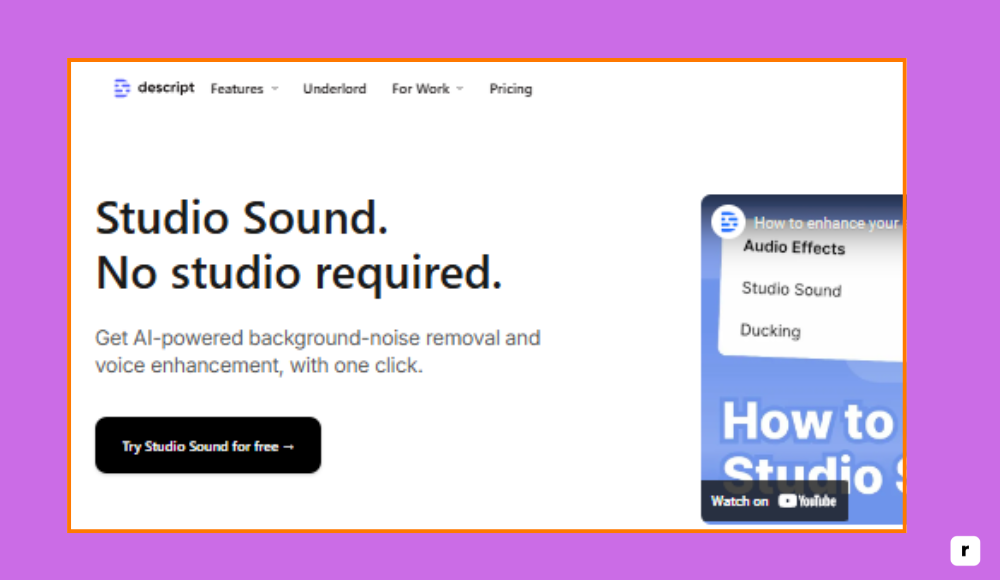 Descript Studio Sound