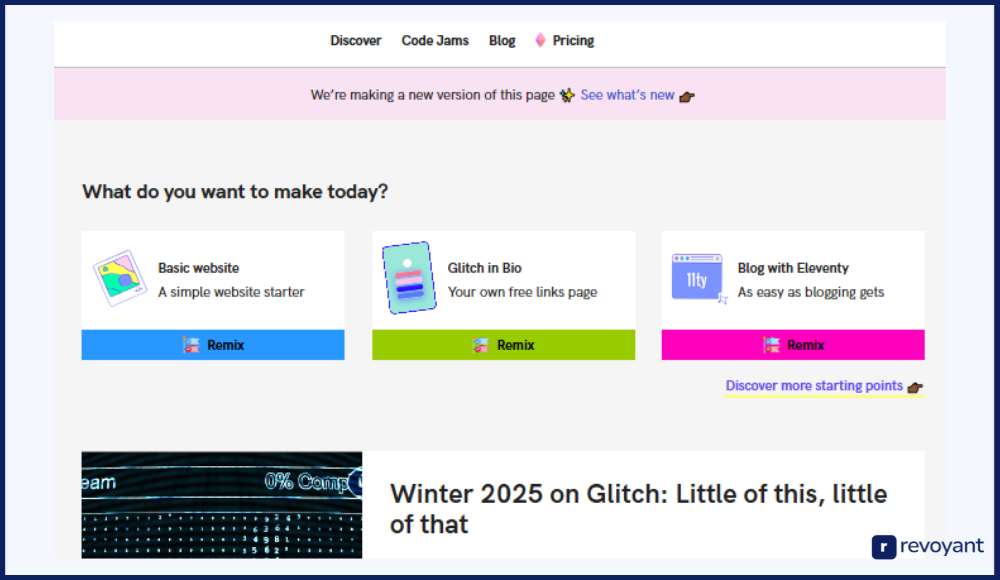 Glitch: Rapid App Prototyping with Node.js Support