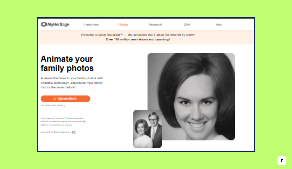MyHeritage Deep Nostalgia