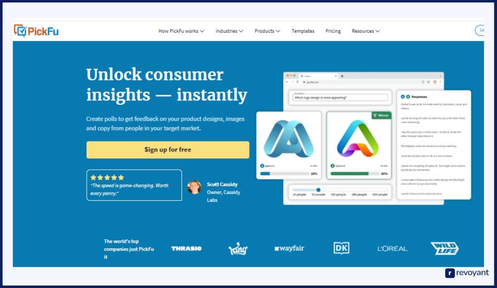 PickFu: Instant Feedback for Product and Marketing Tests